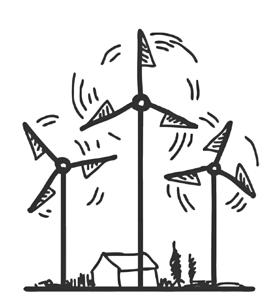 Wind energy generators producing renewable electricity